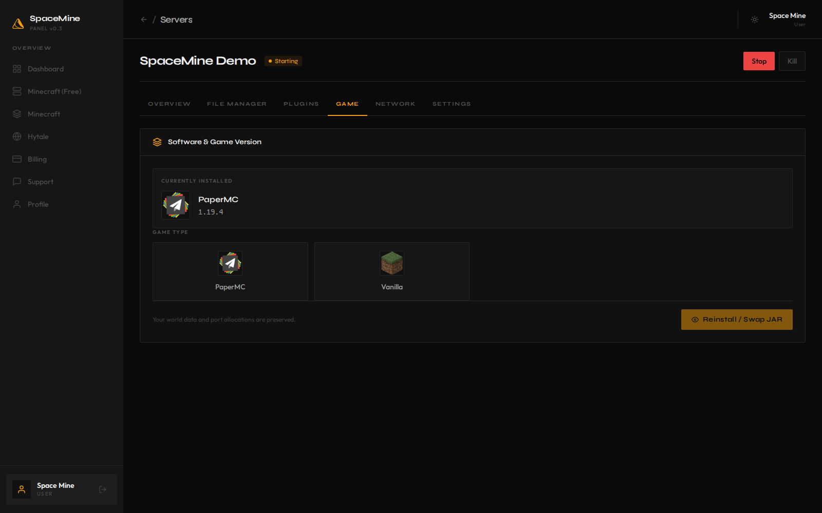 SpaceMine game version management